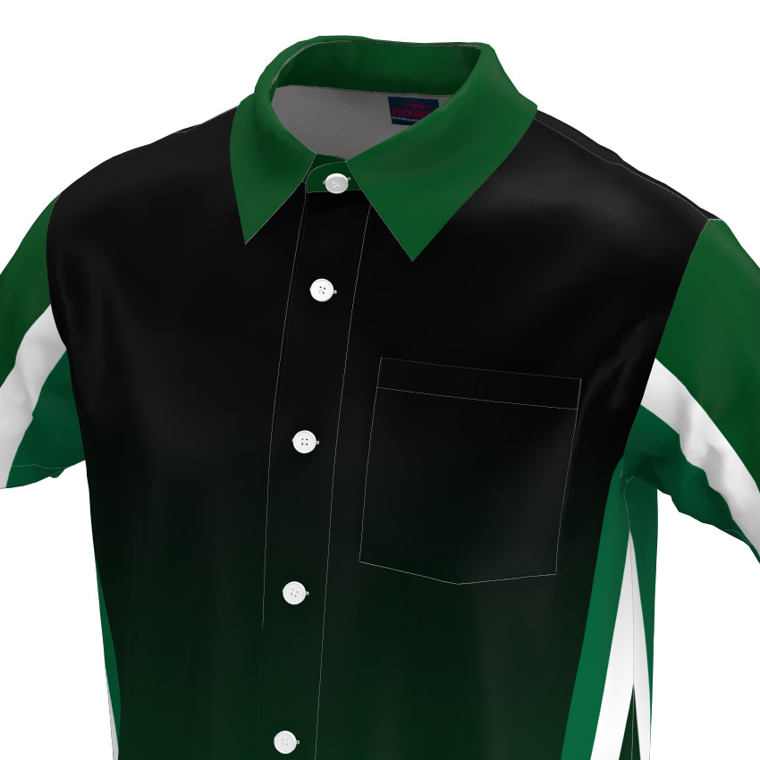 Custom performance racing shirt featuring standard patch pocket