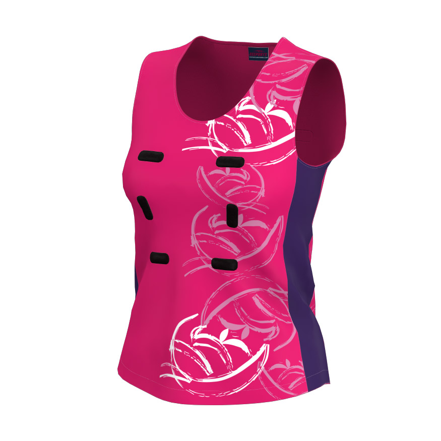 Custom sublimated netball performance tank with classic crewneck and standard back